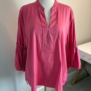 Chico’s Size 4 Pink Popover Blouse Balloon Sleeves Tunic